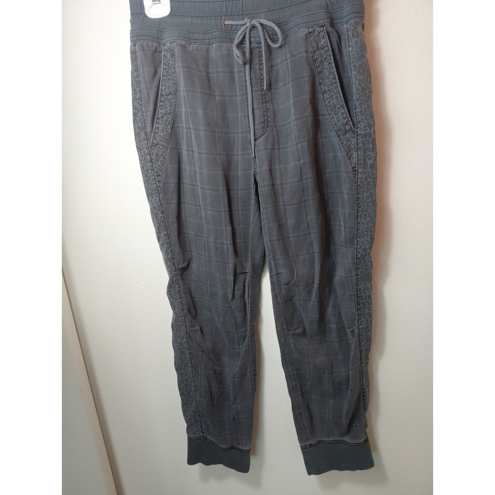 Anthropologie Joggers Womens S Med Plaid High Waisted Nomad Pockets Leopard Gray